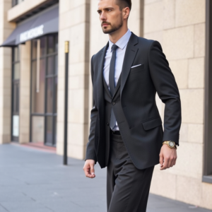 Slim Black Suit with Vest