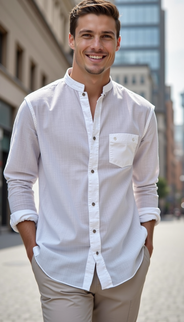 White Casual With Full Sleeves