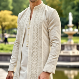 Riwayati Rang -Off-White Sherwani