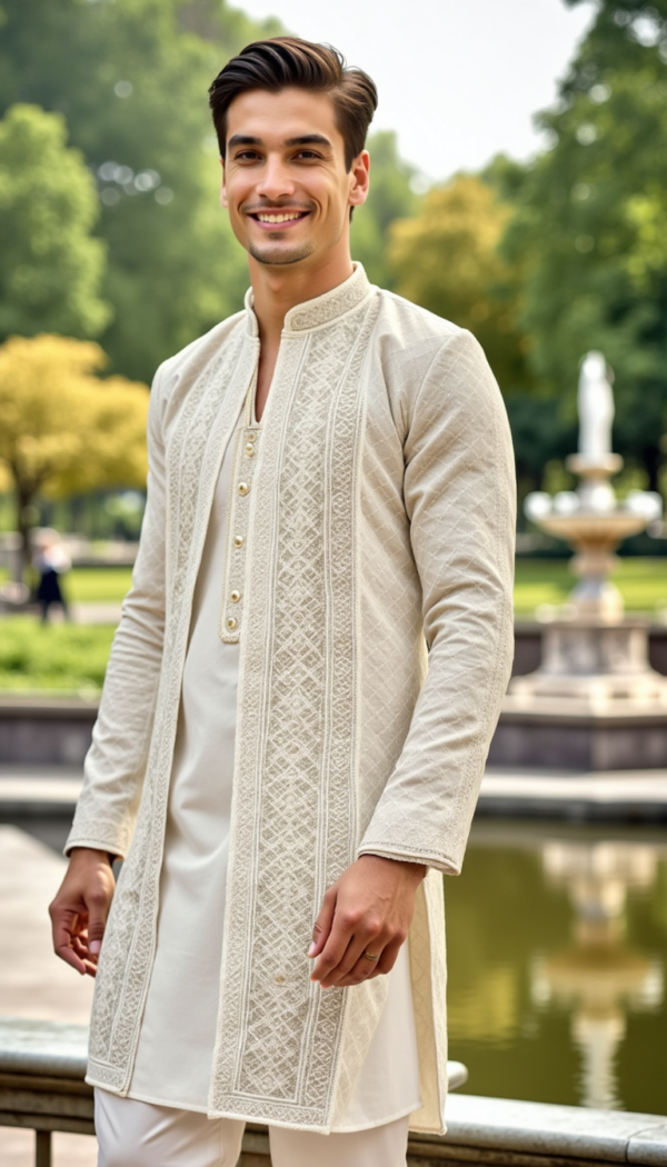 Riwayati Rang -Off-White Sherwani