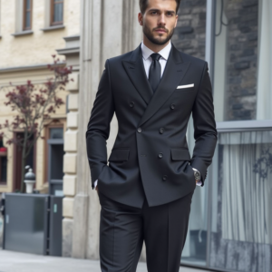 Double-Breasted Black Suit