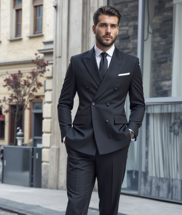 Double-Breasted Black Suit